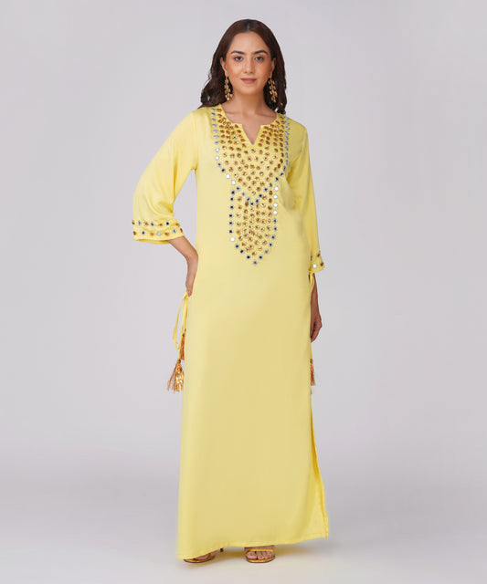 BUTTER YELLOW  LONG KURTA DRESS