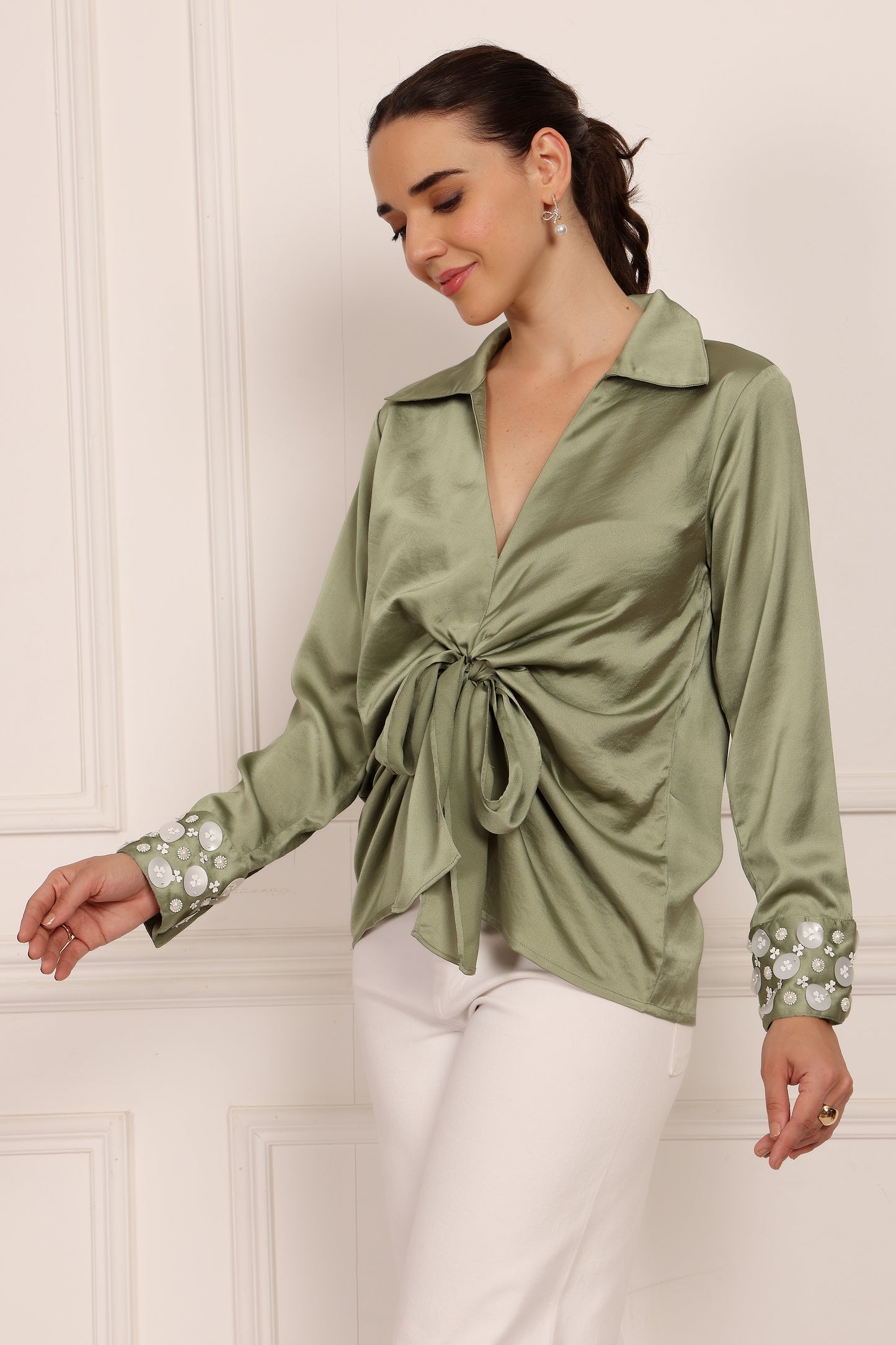 MIREN TOP IN MOSS GREEN