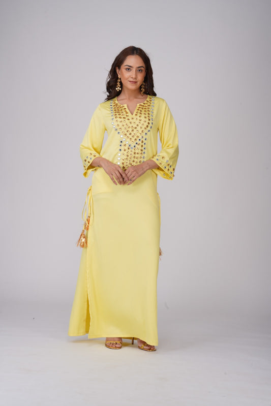 BUTTER YELLOW  LONG KURTA DRESS