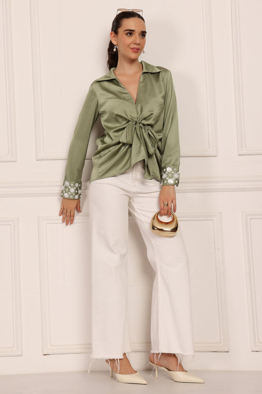 MIREN TOP IN MOSS GREEN